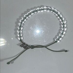 4 Ocean Clear Quartz Crystal Beaded Adjustable Cord Sliding Knot Bracelet